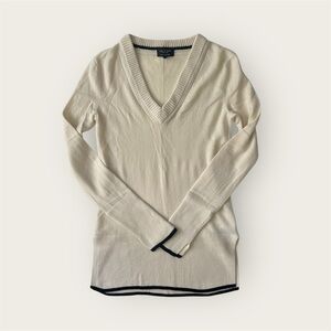 Rag & Bone 100% Cashmere Flavia V-Neck Split-Hem Sweater - Cream XS